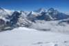 08:53h Le sommet; les montagnes sont grandioses (remarquez les trois marcheurs sur le glacier)